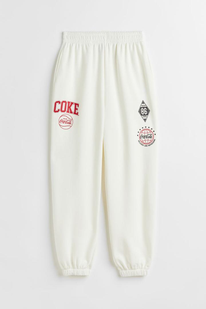 H & M - Printed Joggers - White