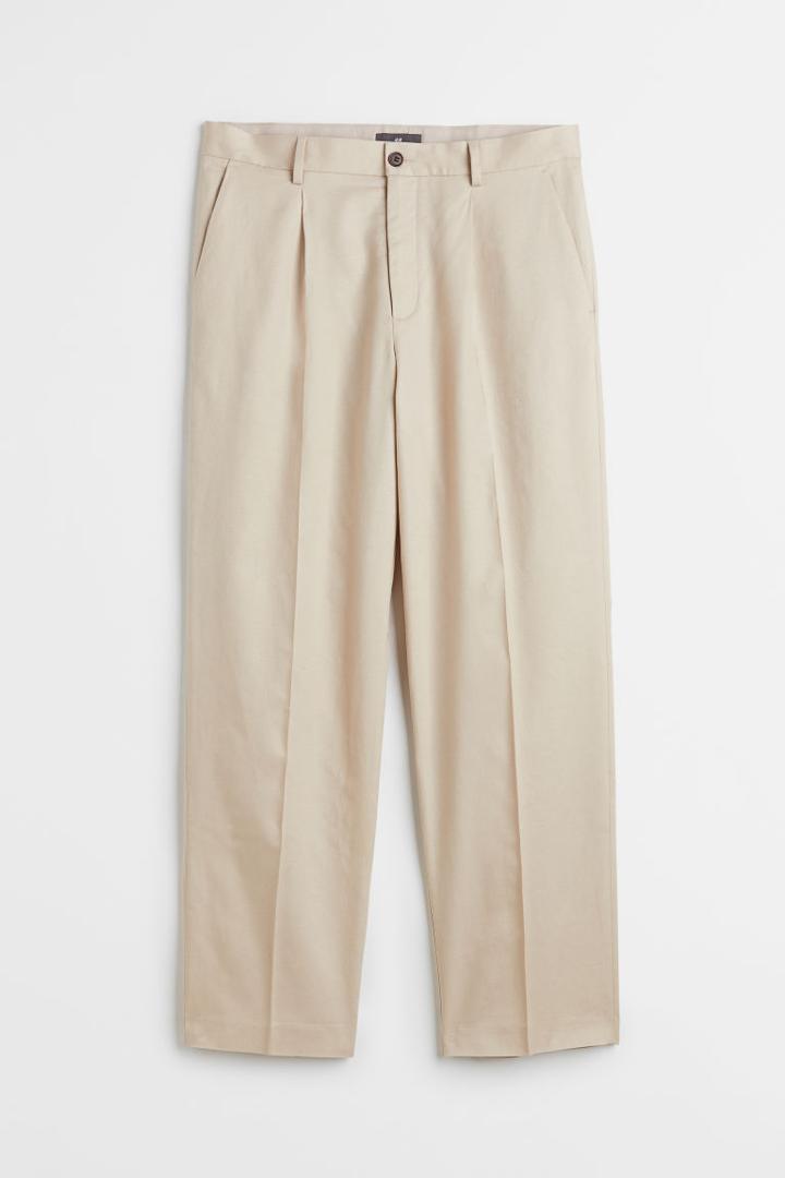H & M - Relaxed Fit Linen-blend Pants - Brown