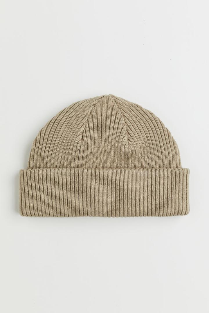 H & M - Rib-knit Hat - Beige