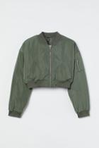 H & M - Crop Bomber Jacket - Green