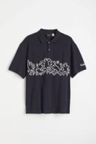 H & M - Relaxed Fit Printed Polo Shirt - Blue