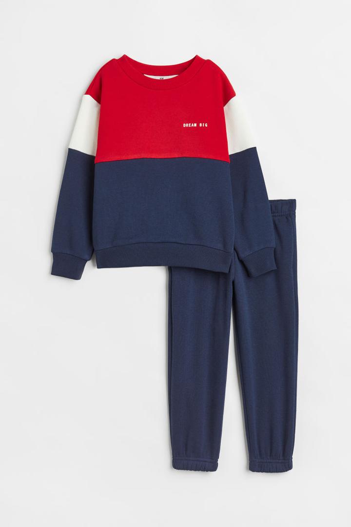 H & M - 2-piece Shirt And Joggers Set - Red