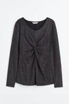 H & M - Mama Twist-detail Cotton Top - Black