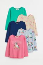 H & M - 5-pack Jersey Tops - Pink