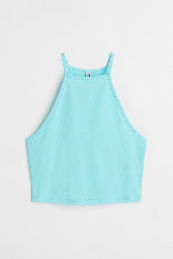 H & M - Crop Top - Turquoise