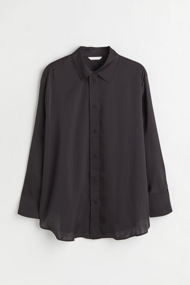 H & M - H & M+ Shirt With A Sheen - Black