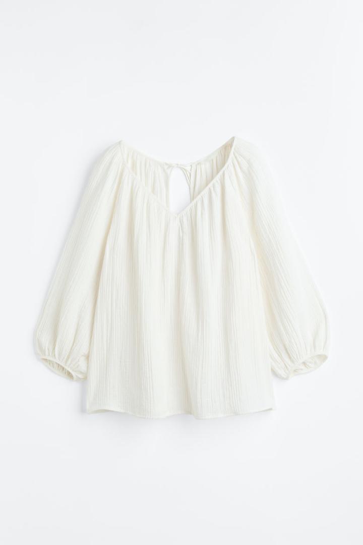 H & M - Crinkled Blouse - White