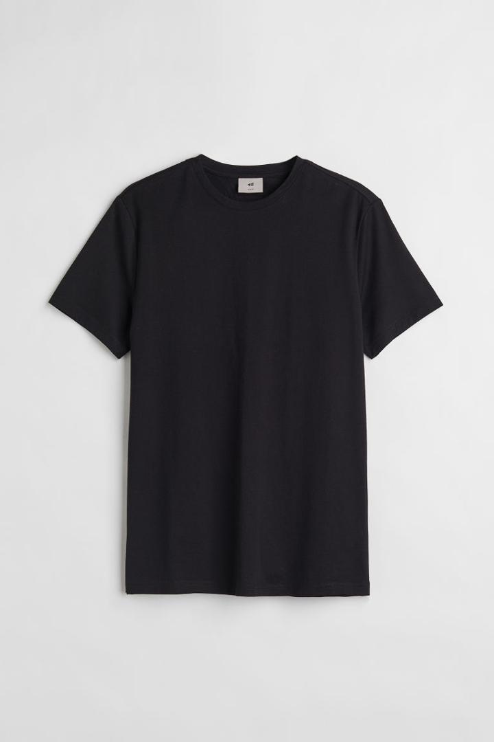 H & M - Slim Fit Pima Cotton T-shirt - Black