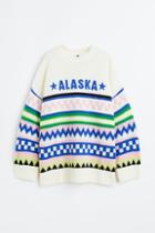 H & M - Oversized Jacquard-knit Sweater - White