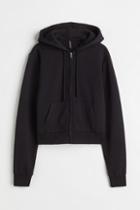 H & M - Short Hooded Sweatshirt Jacket - Black
