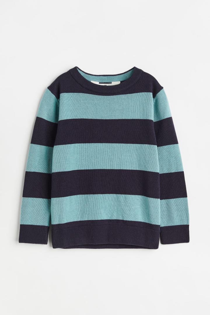 H & M - Jacquard-knit Cotton Sweater - Turquoise