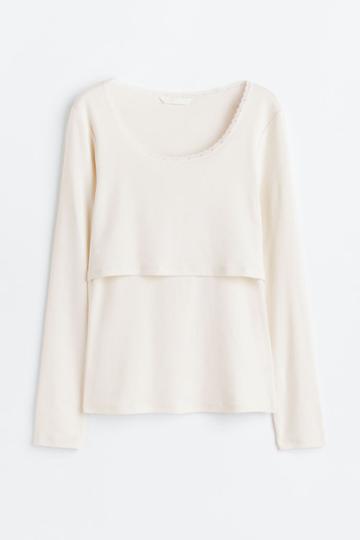 H & M - Mama Lace-trimmed Nursing Top - White