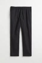 H & M - Regular Fit Linen-blend Pants - Black