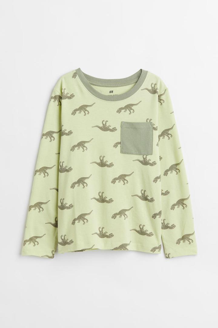 H & M - Pocket-detail Jersey Shirt - Green