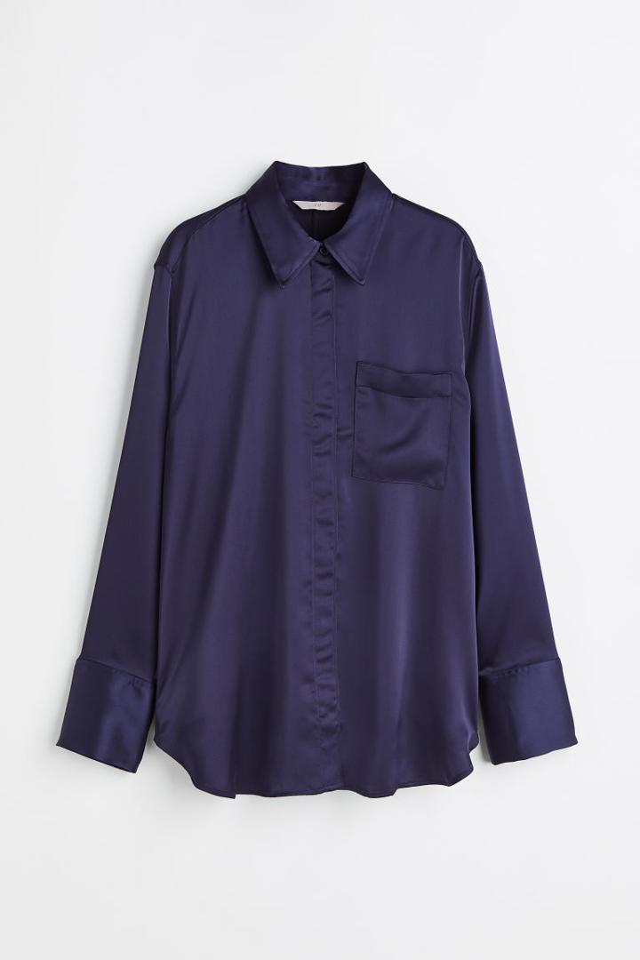 H & M - Shirt With Sheen - Blue