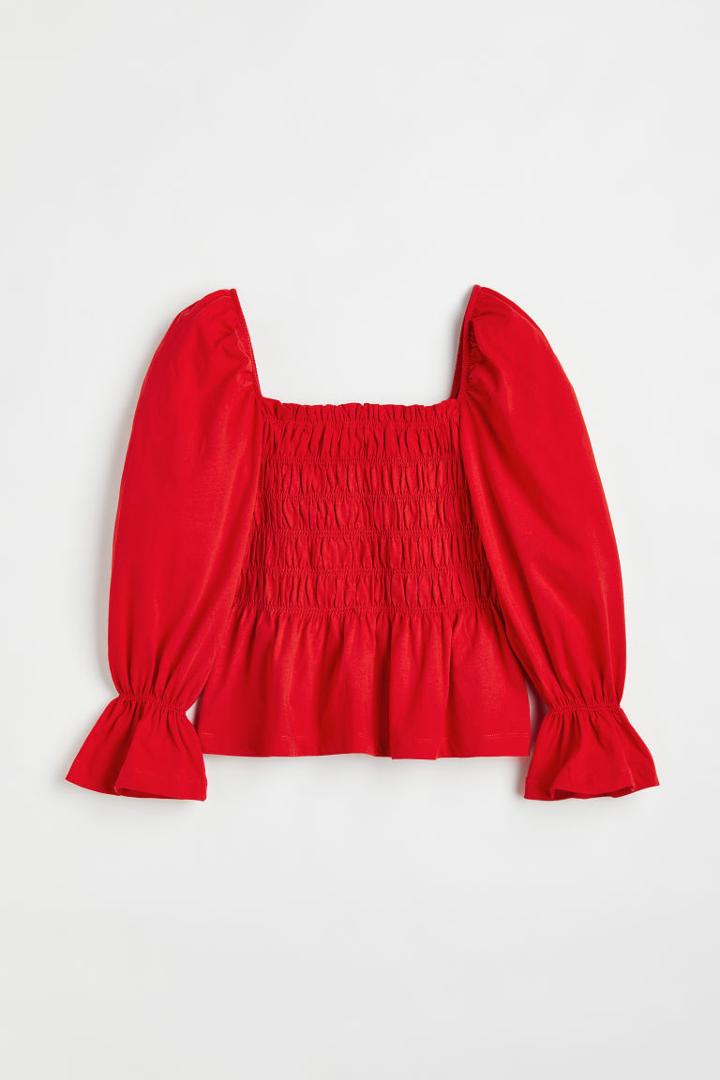 H & M - Smocked Top - Red
