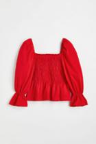 H & M - Smocked Top - Red