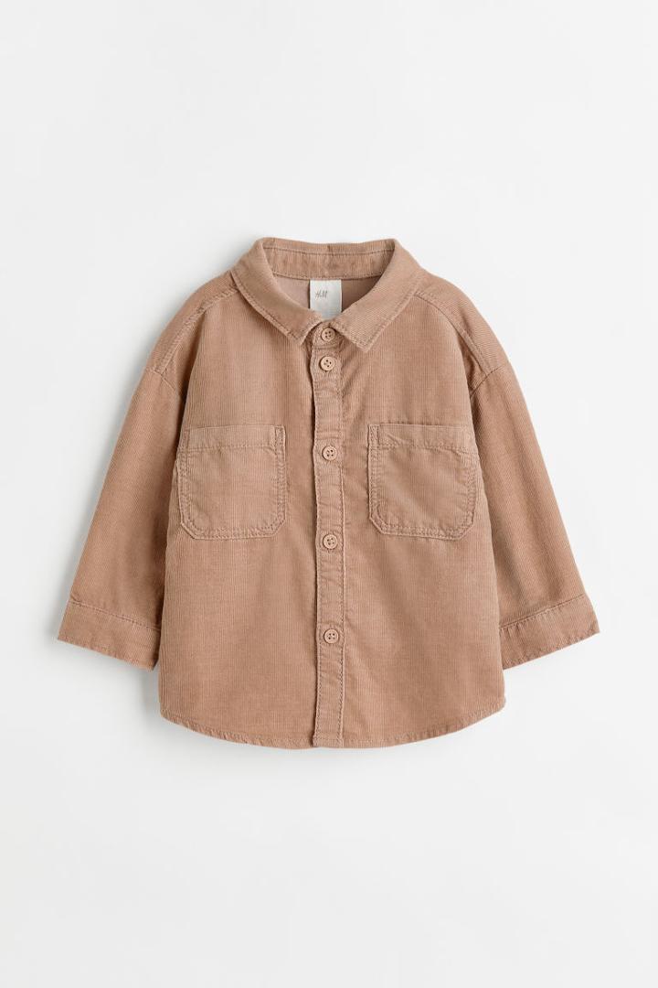 H & M - Cotton Corduroy Shirt - Beige