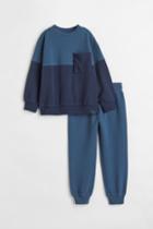 H & M - 2-piece Shirt And Joggers Set - Blue