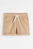 H & M - Cotton Poplin Shorts - Beige