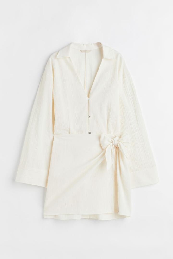 H & M - Short Shirt Dress - White