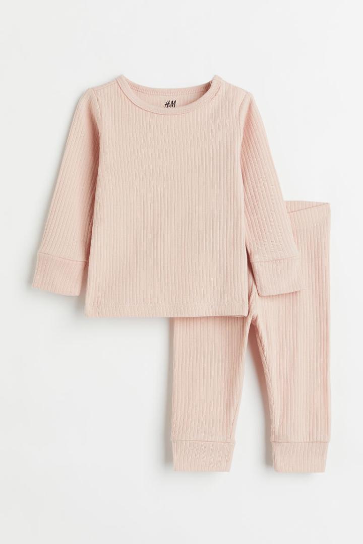 H & M - Ribbed Cotton Set - Orange