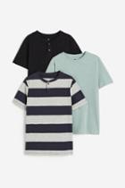 H & M - 3-pack Henley Shirts - Gray