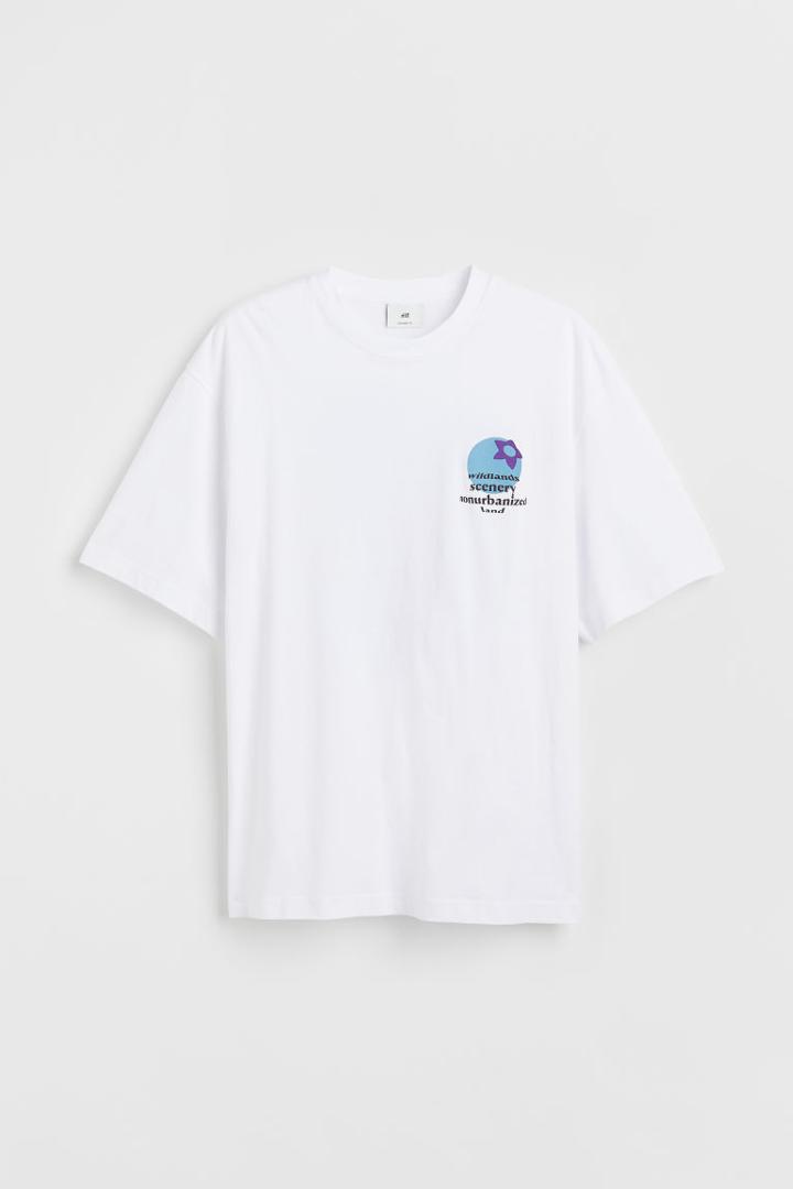 H & M - Relaxed Fit Cotton T-shirt - White