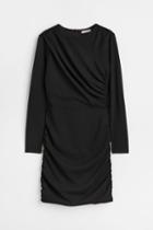 H & M - Draped Bodycon Dress - Black
