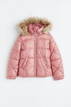 H & M - Hooded Puffer Jacket - Pink