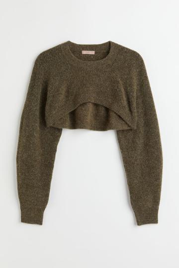 H & M - H & M+ Crop Sweater - Green