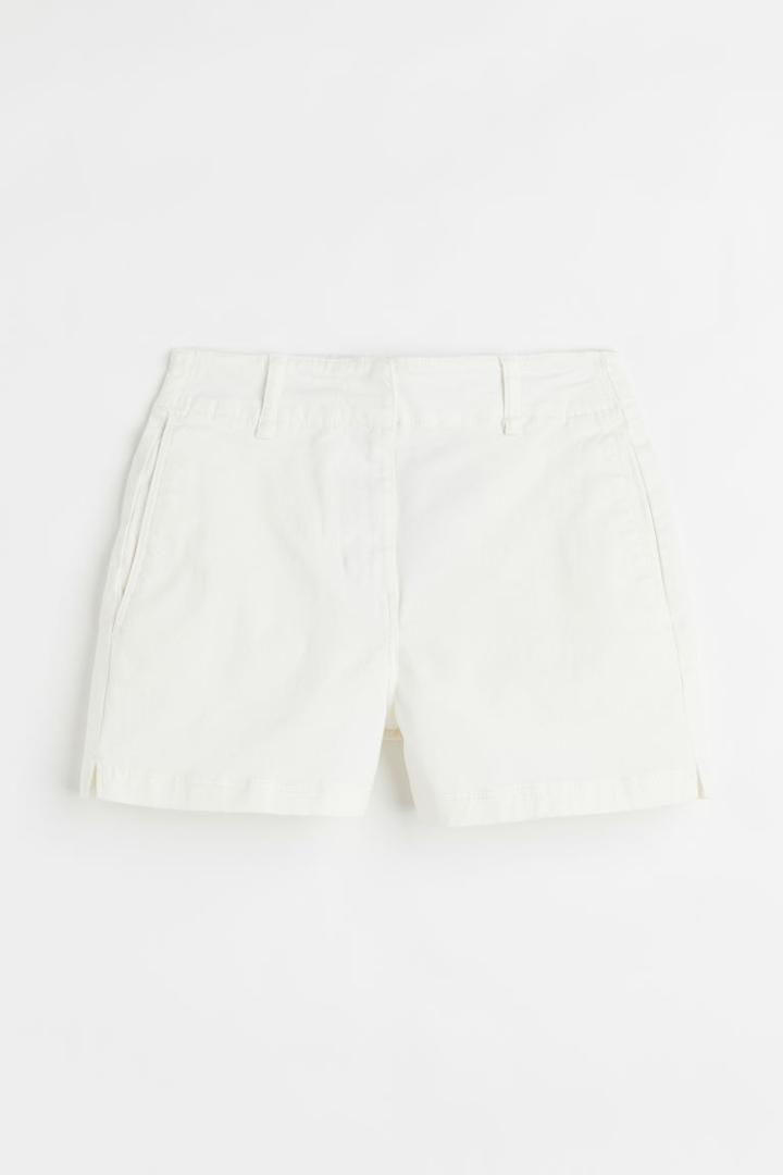 H & M - Cotton Twill Shorts - White