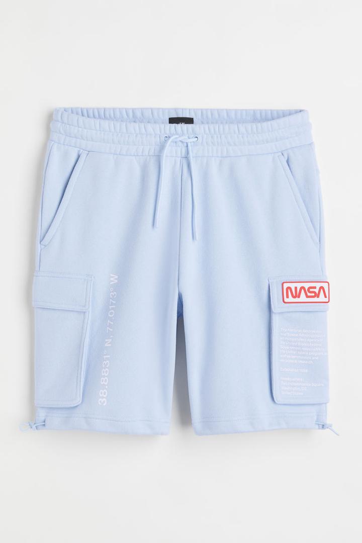 H & M - Printed Sweatshirt Shorts - Blue