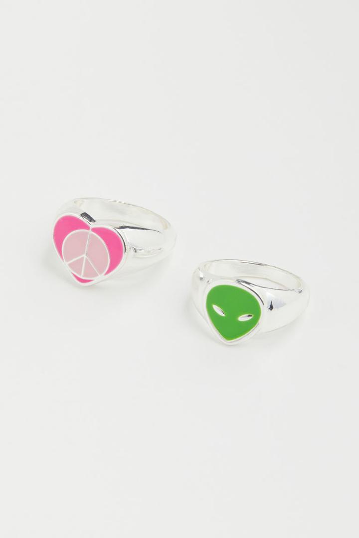 H & M - 2-pack Rings - Green