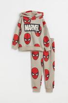 H & M - Printed 2-piece Sweatshirt Set - Brown