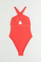 H & M - High Leg Shaping Swimsuit - Red
