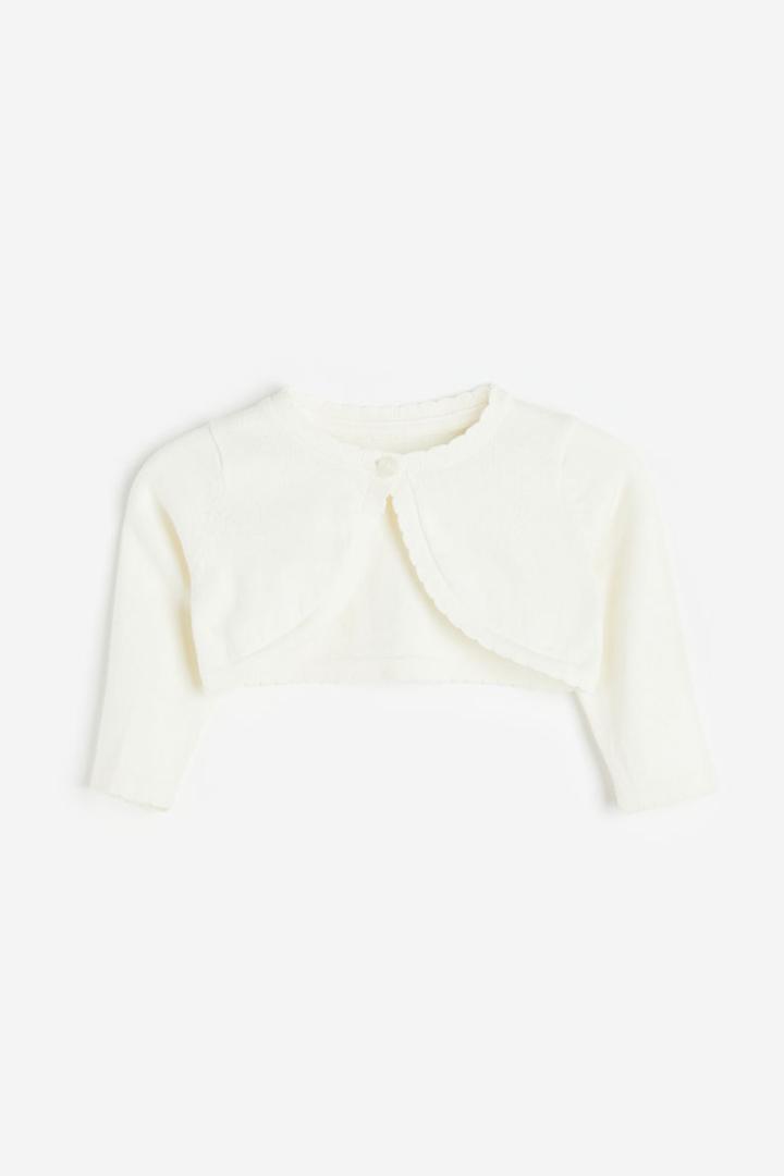 H & M - Scallop-edged Bolero Sweater - White