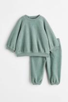 H & M - 2-piece Velour Set - Green