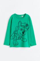 H & M - Printed Jersey Shirt - Green