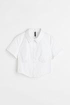 H & M - Short-sleeved Cotton Shirt - White