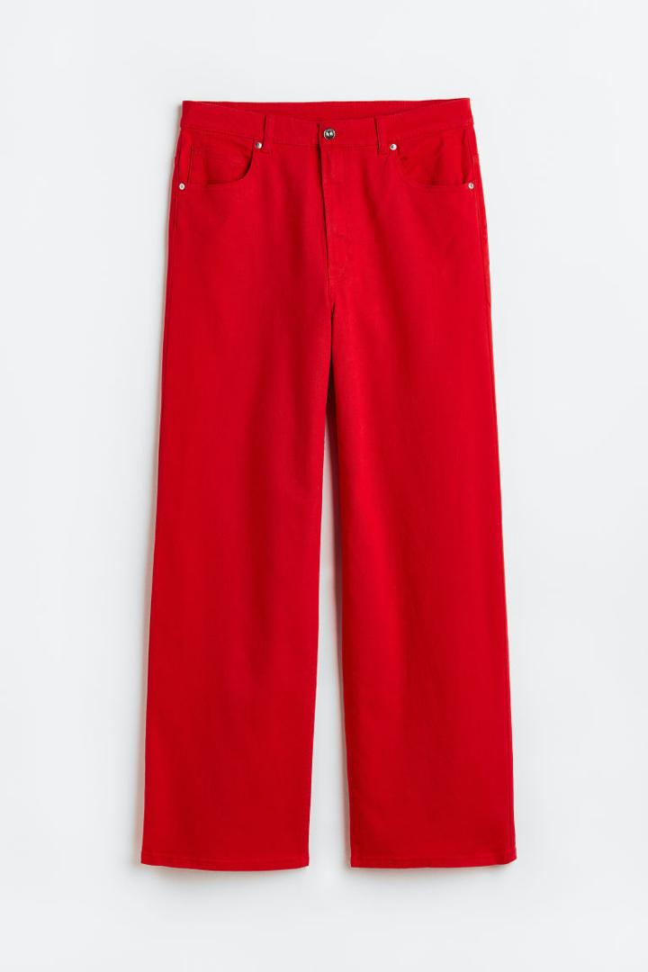 H & M - H & M+ Wide-leg Twill Pants - Red