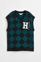 H & M - Appliqud Sweater Vest - Green