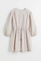 H & M - Short Linen-blend Dress - Beige