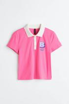 H & M - Short Cotton Polo Shirt - Pink