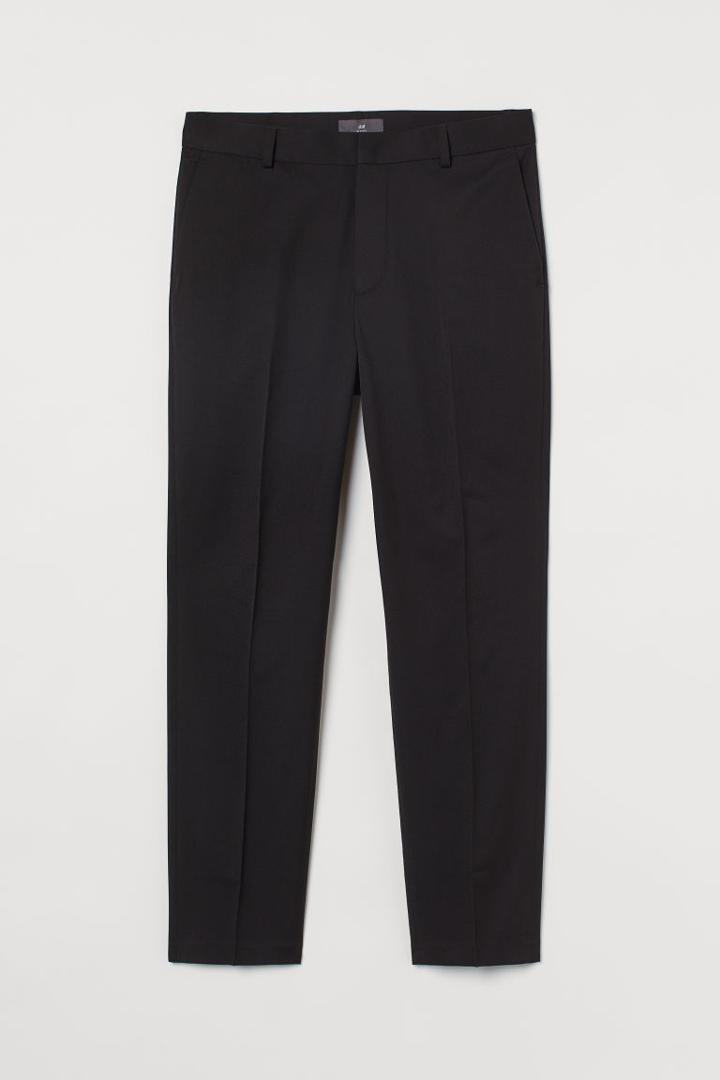 H & M - Slim Fit Crop Slacks - Black