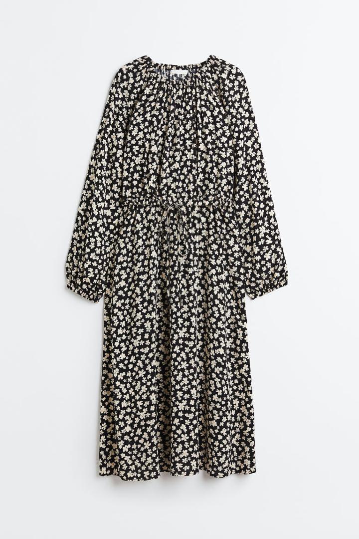 H & M - Mama Balloon-sleeved Nursing Dress - Black