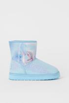 H & M - Glittery Printed Boots - Blue