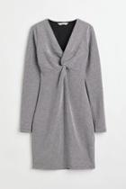 H & M - Glittery Knot-detail Dress - Silver