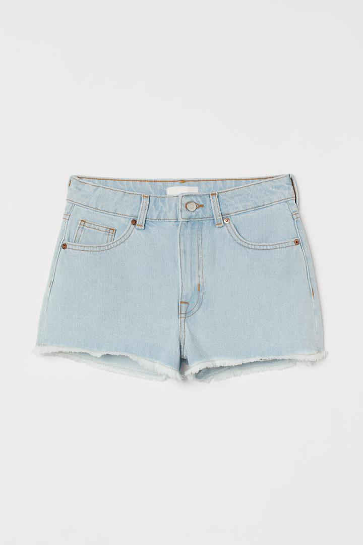 H & M - Slim High Denim Shorts - Blue