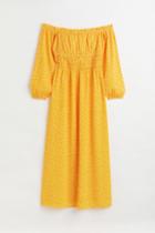 H & M - H & M+ Off-the-shoulder Crped Dress - Yellow